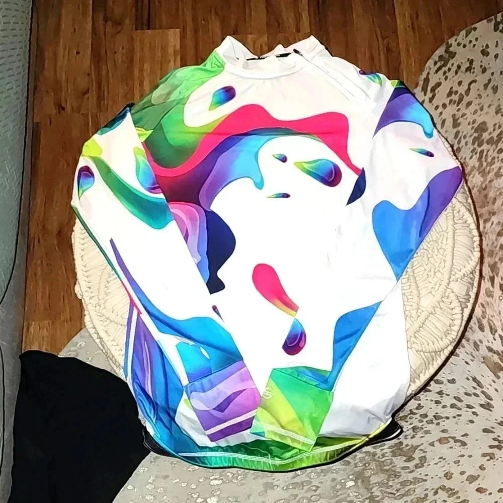Multi-Color Abstract Long Sleeve Swim Coverup